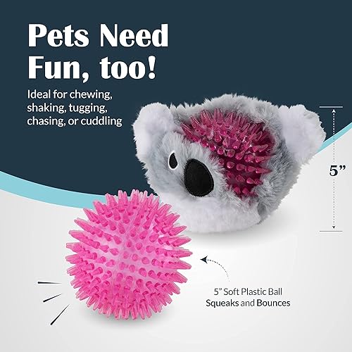 Miniatura 7 de Flourish Pets - Paquete de 3 juguetes duraderos para masticar perros 2 en 1 con BPA no tóxico, tela suave de doble costura exterior chirriante