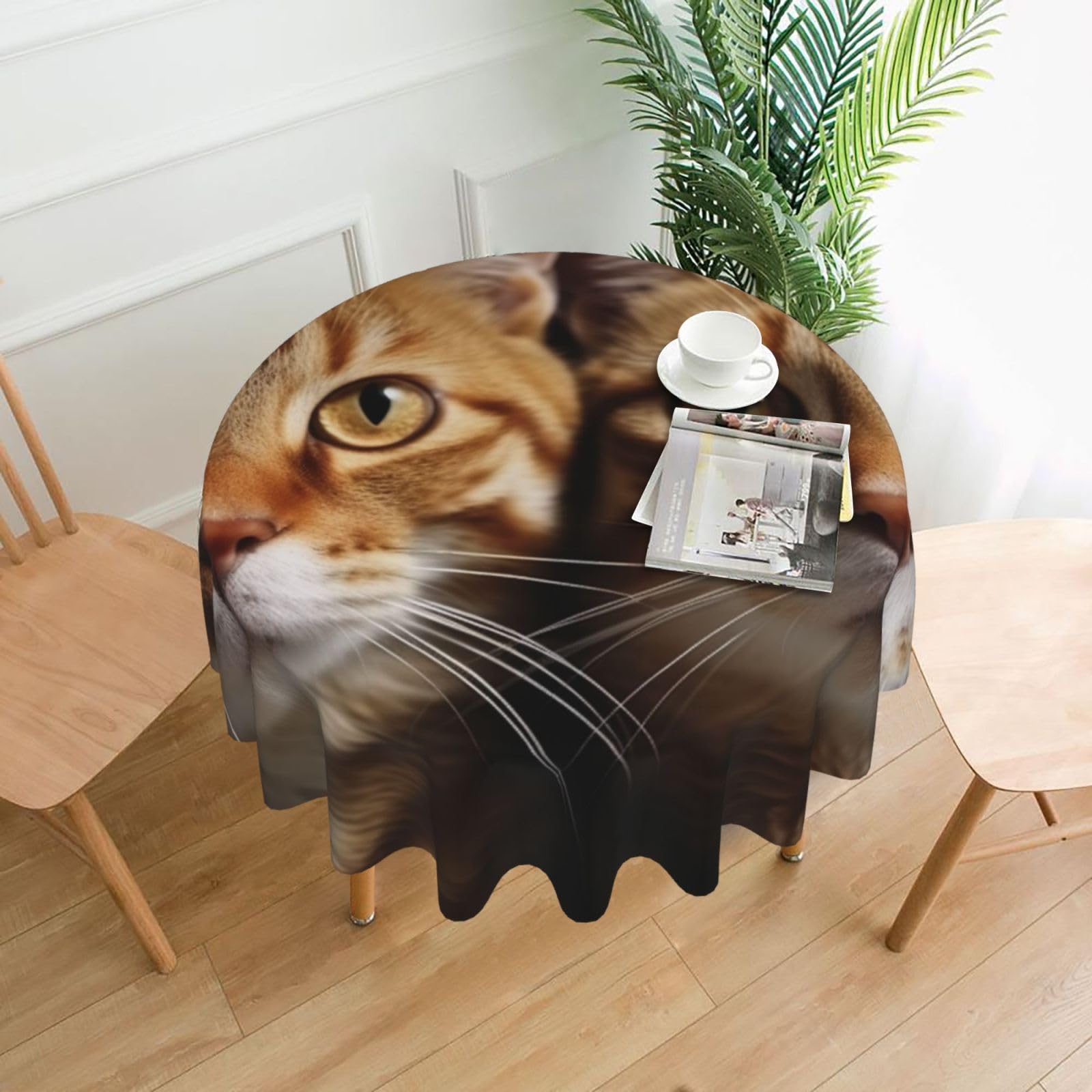 Fodpand Black Cats Tablecloths For Round Tables 60 Inches - Reusable And Washable Kitchen Table Clothes Decorative Table Cover For Dining Tables, Buffet Parties, Wrinkle Resistant