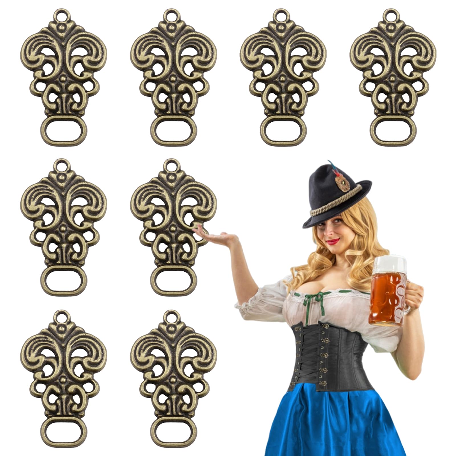 Mumjooyi 20 Stück Miederhaken Gold - Dirndl Knöpfe Zum Annähen 32x20mm