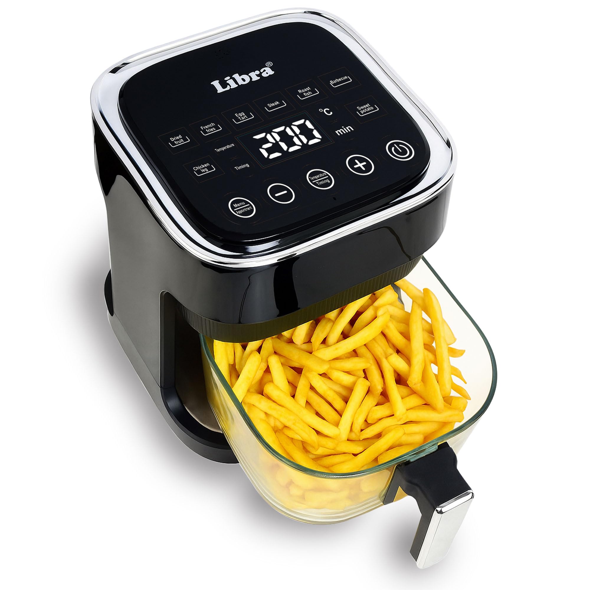 Libra 4.5 Litre Glass Bowl Air Fryer Oven | 1450 Watts Powerful Air Fryer | 8-in-1 Function: Air Fry, Toast, Grill, Bake, Reheat & Keep Warm | Fast & Even Cooking | Feather Touch LED Display