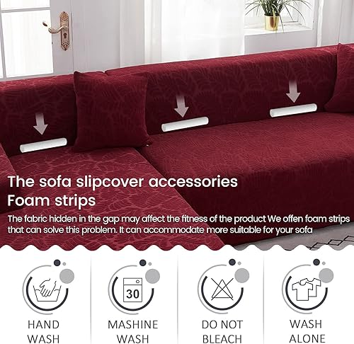Miniatura 4 de OKYUK Funda para sofá modular en forma de L, 2 fundas de sofá impresas de alta elasticidad de 3 + 3 asientos + 2 fundas de almohada, protector