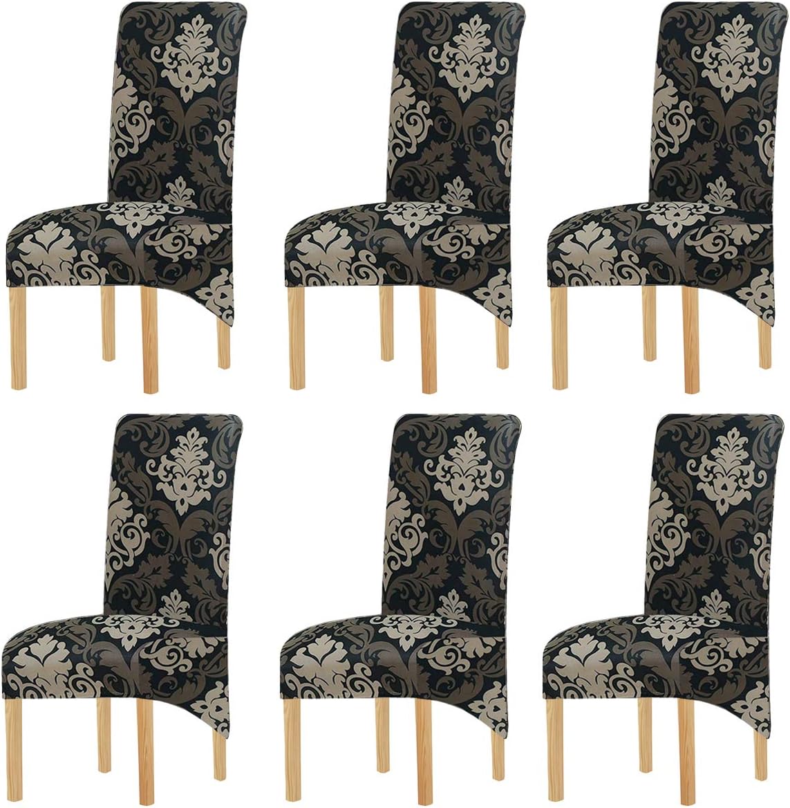 KELUINA Printing Fabric Stretch XL Chair Covers for Dining Chairs 2/4/6 Pcs Elastic Large Chair Slipcover for Dining Room Wedding Banquet Party Decoration (Multi-2