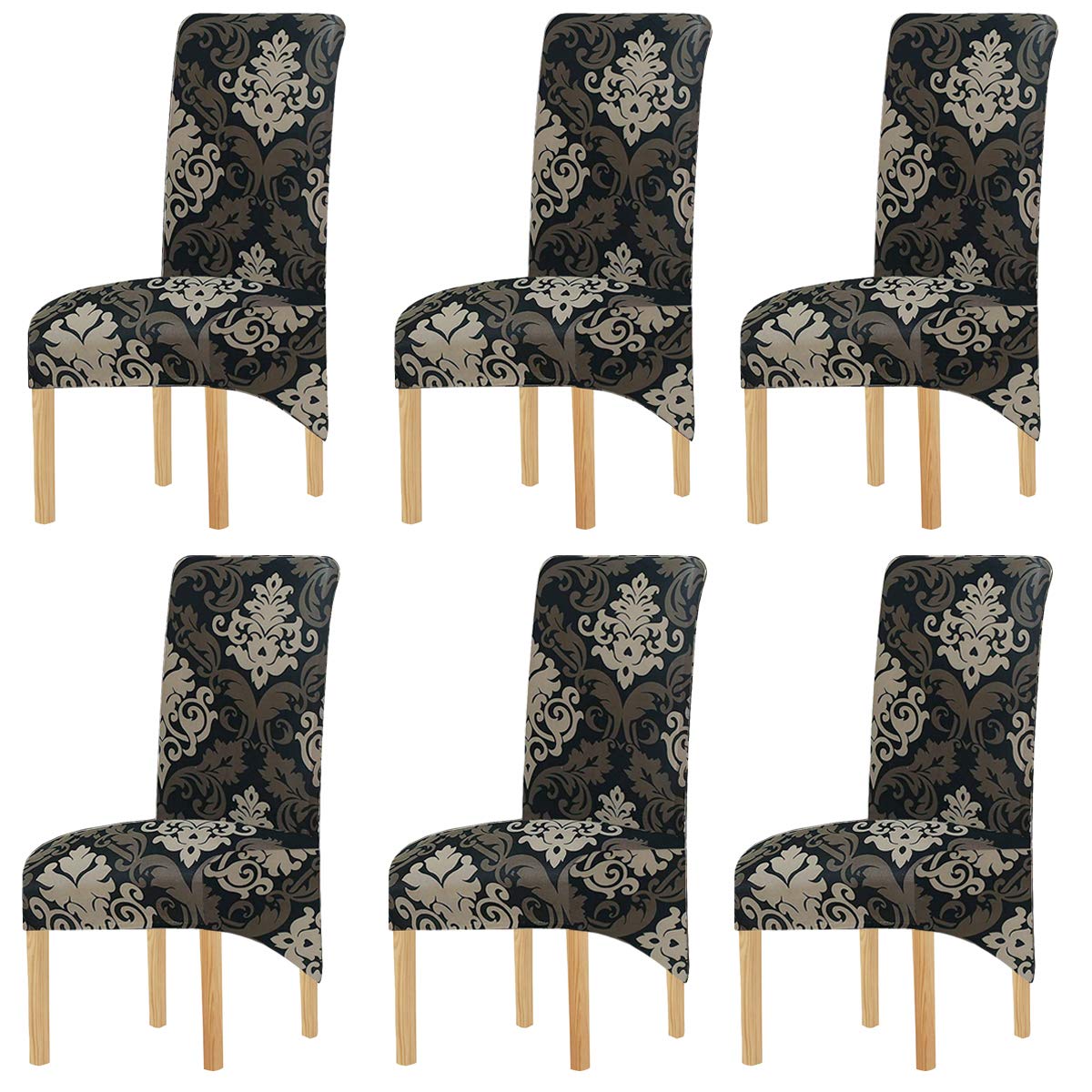 Housse de chaise XL extensible lot de 6 grand dossier anti-pli