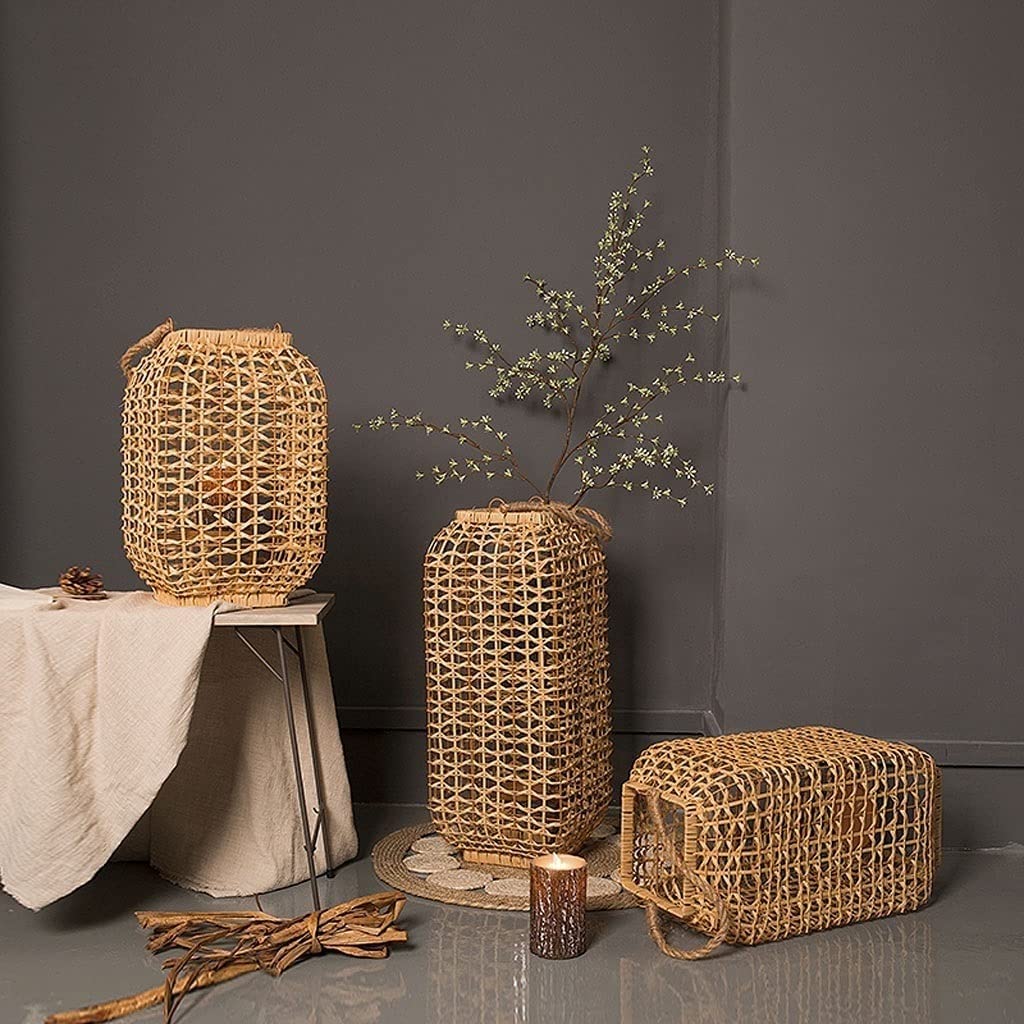 Kerzenhalter für Adventskranz, Rattan-Kerzenhalter, Retro, Distressed, Dekorative Ornamente, Gewebter Innenhof, Bodenkerzenhalter, Ornamente, Kerzenständer Heim-Party-Dekoration(9.84 * 24.02inches)