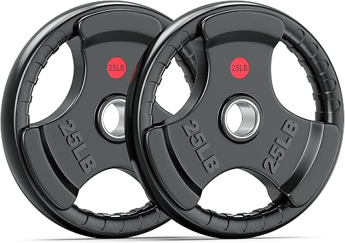XDDIAS Rubber Weight Plates for Barbell, 2-Inch Olympic Grip Plate for Strength Training, Weightlifting and Bodybuilding in Home & Gym, Solid Cast Iron Weight Plates Pair and Sets