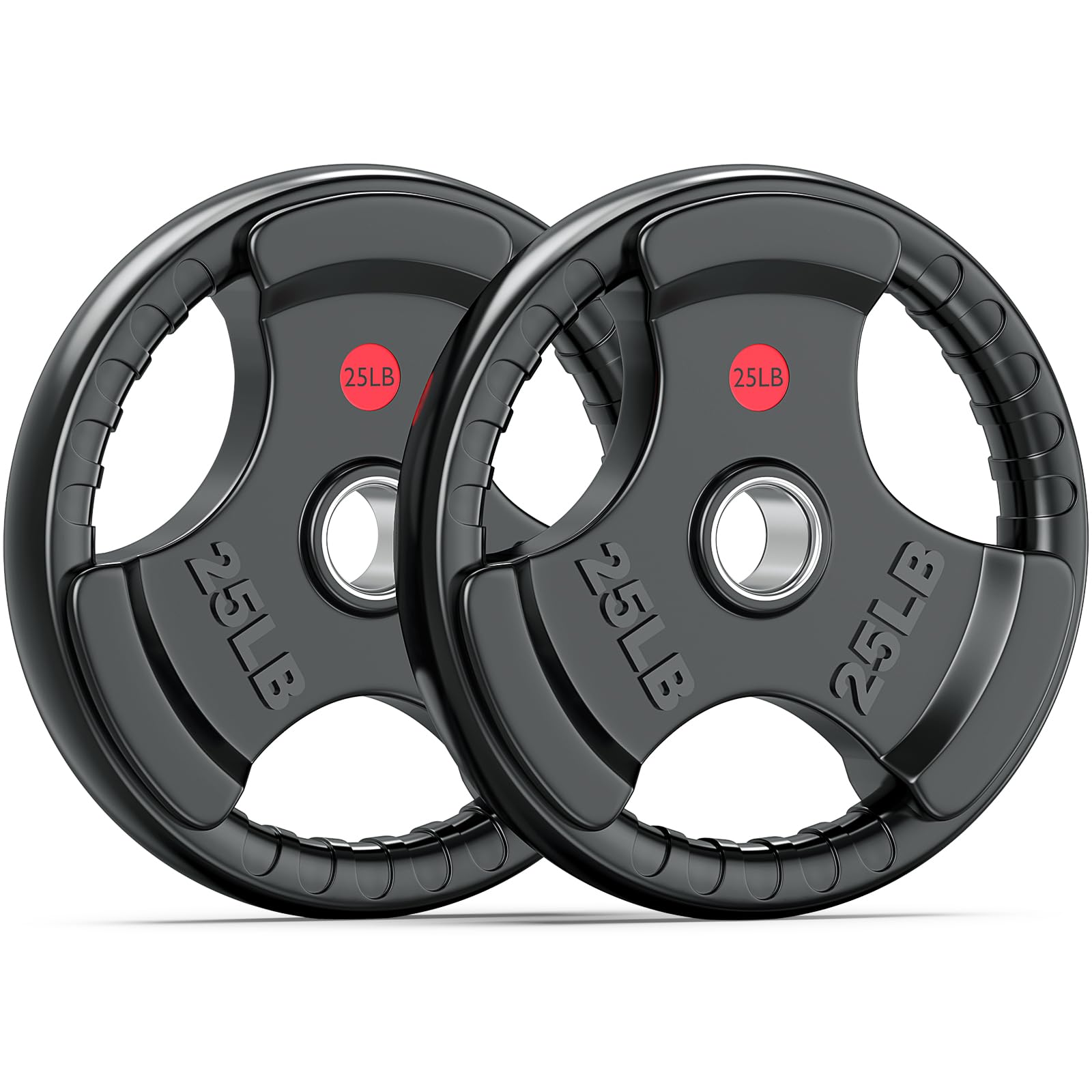 XDDIAS 2-Inch Three-Grip Rubber Olympic Plates,Cast Iron Barbell Weights