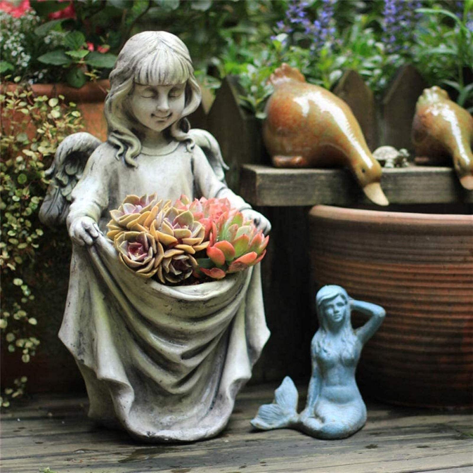 XJBTBA Maceta de jardín Ornamenti sculture Figurine Collezione Ragazza Ritratto Art Pot per pianta da Giardino Esterno Studio