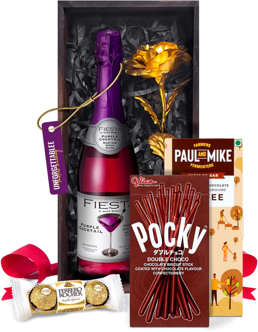 Valentine Gift for Husband Wife Girlfriend Boyfriend Special Combo Chocolates Gift Rose for Valentines Day Gift Hamper Chocolate Paul and Mike Chocolate Pocky Sticks