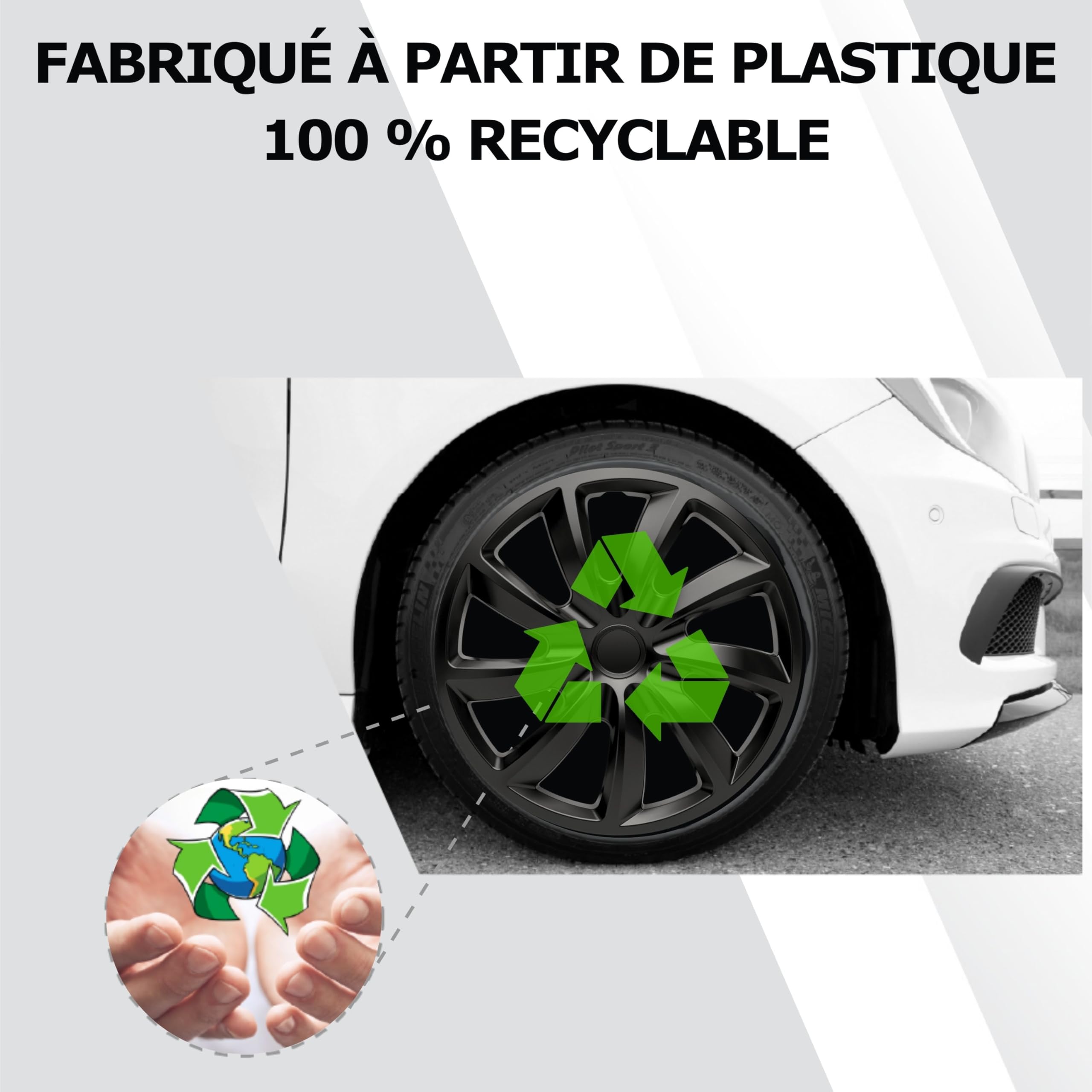 Enjoliveurs de Roue 16 Pouces Noir Jeu de 4 Aqua pour Jantes Acier | Cache-roue & couvre-jante, résistant à la corrosion et aux intempéries, pose facile par clip, pour la plupart des voitures