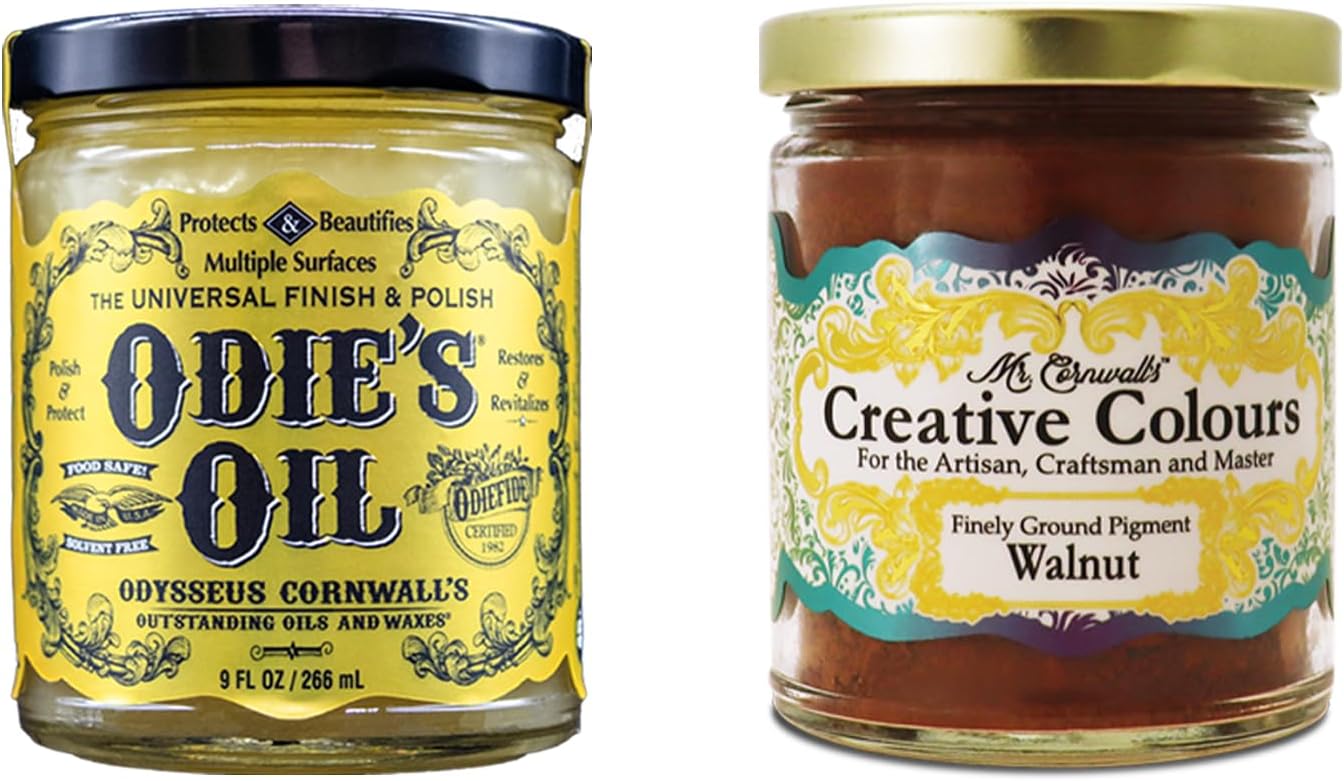 Odie's Oil & Walnut Creative Colour Pigment (9 oz) 2 in 1 - Universal Finish and Stain Kit - Protect, Colour, Beautify