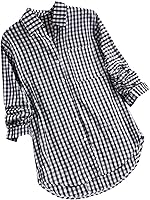 Vista 9 de Blusa de primavera de manga larga para mujer, estilo bohemio, de gran tamaño, con botones, para mujer, con solapa, holgada y cómoda