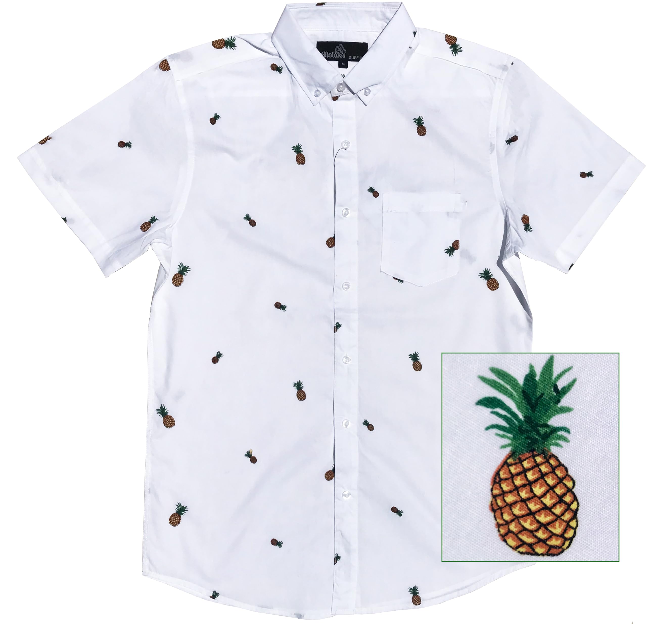 Molokai Surf Button Down Slim Fit Hawaiian Short Sleeve Shirts
