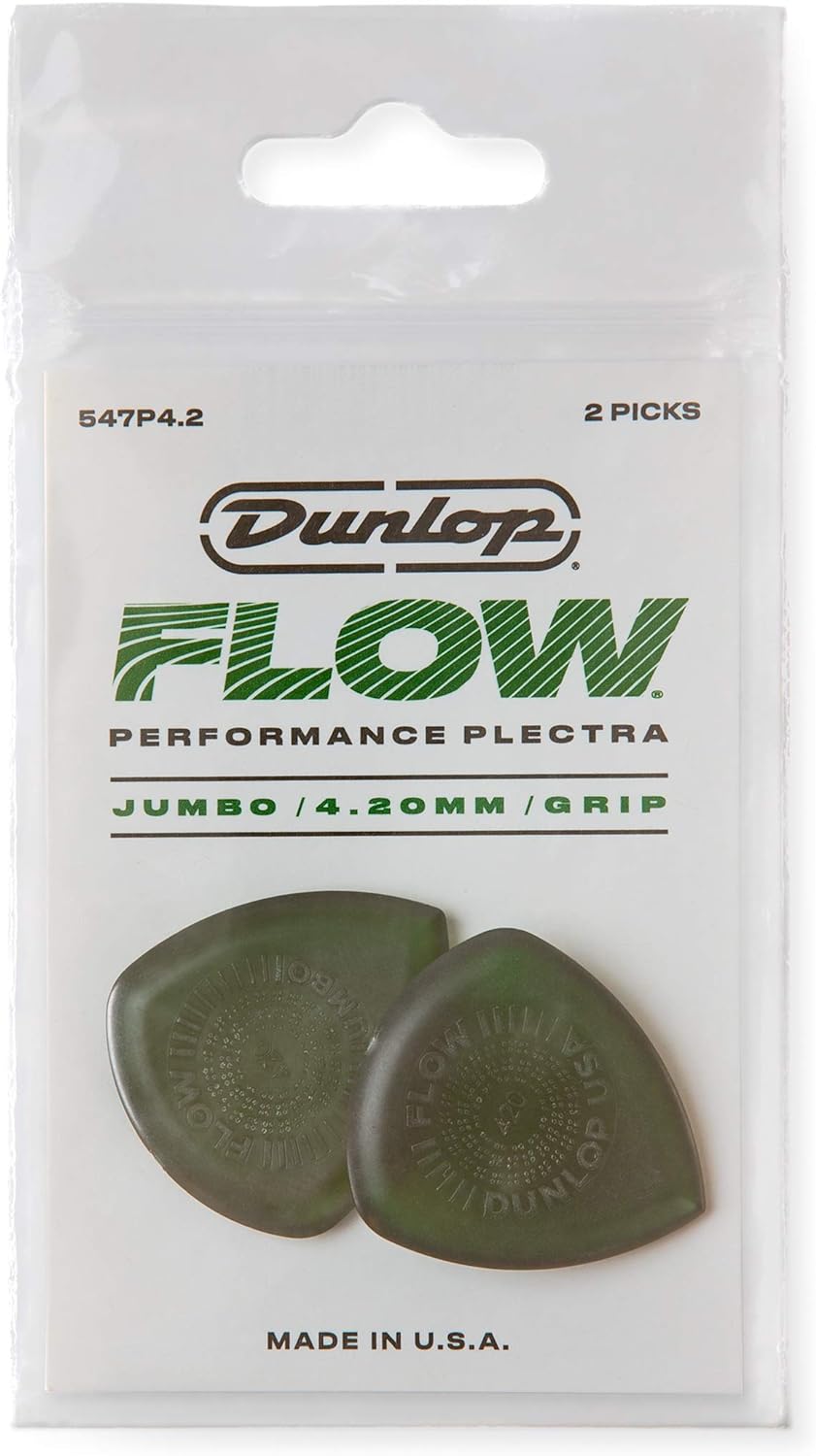 JIM DUNLOP 477R505 5.0mm Primetone Pointed Tip Guitar Picks, 6-Pack & Flow Jumbo Grip 4.20mm Guitar Picks