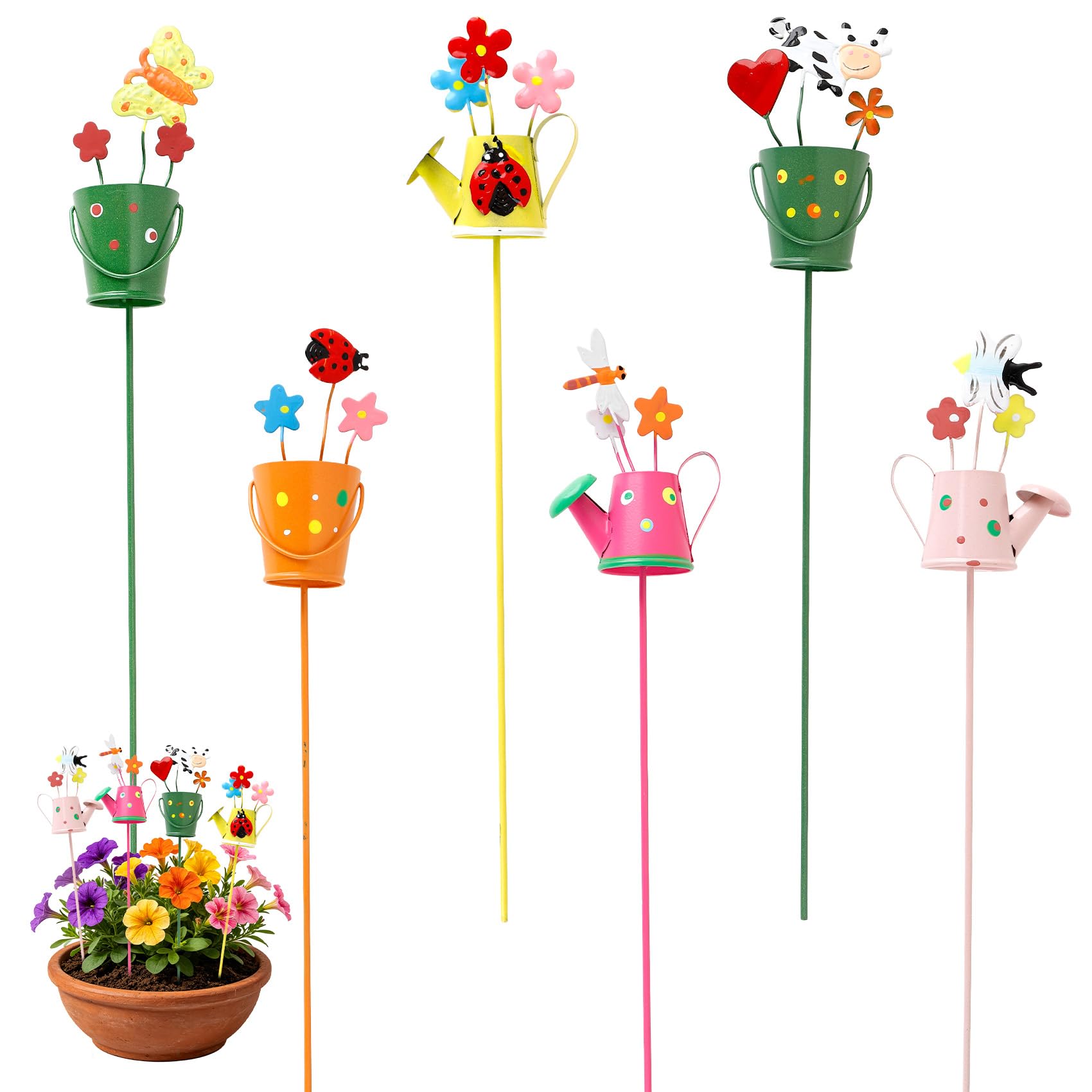 TeaATiCh 6Pcs Decorative Garden Stakes Set