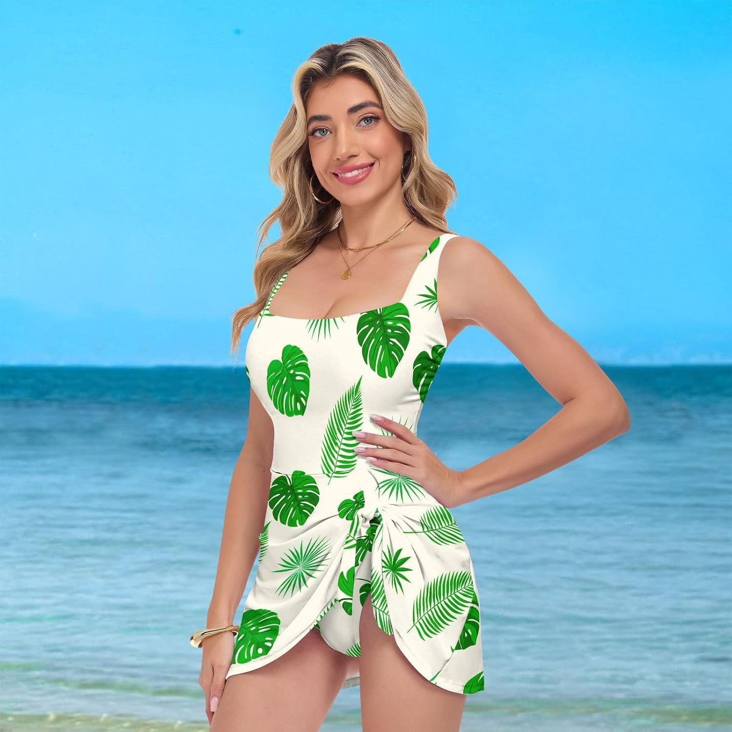Summer Plant Women's One Piece Swimsuits Tummy Control Bathing Suits S A2302902