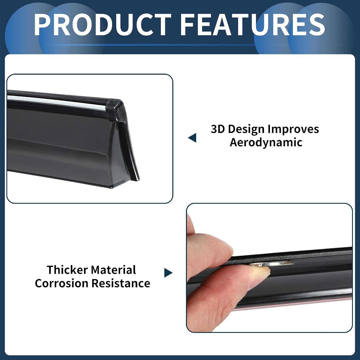 Window Deflectors for Toyota Corolla 2009-2013 Vent Visors Black Rain Guards Reinforced Acrylic 4 Pcs