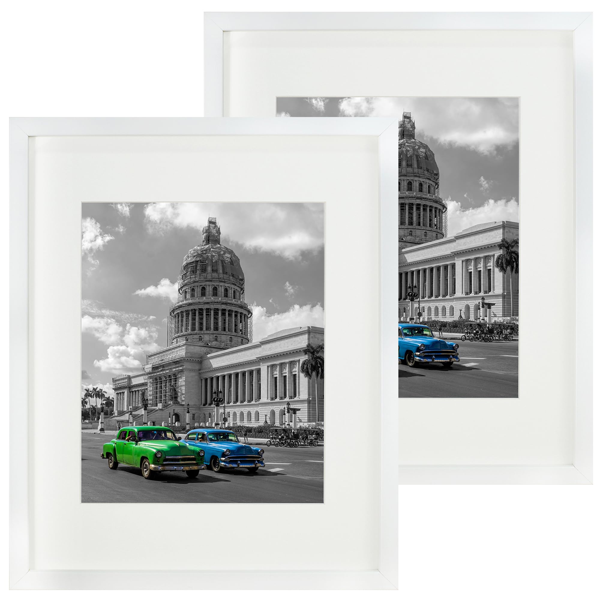 Bd Art White Frame Set 2 Pack 11X14 Solid Mdf Wooden Frame, Shatterproof Plexiglass, For Hanging, Perfect For Photos, Collage, Bedroom, Double Pack
