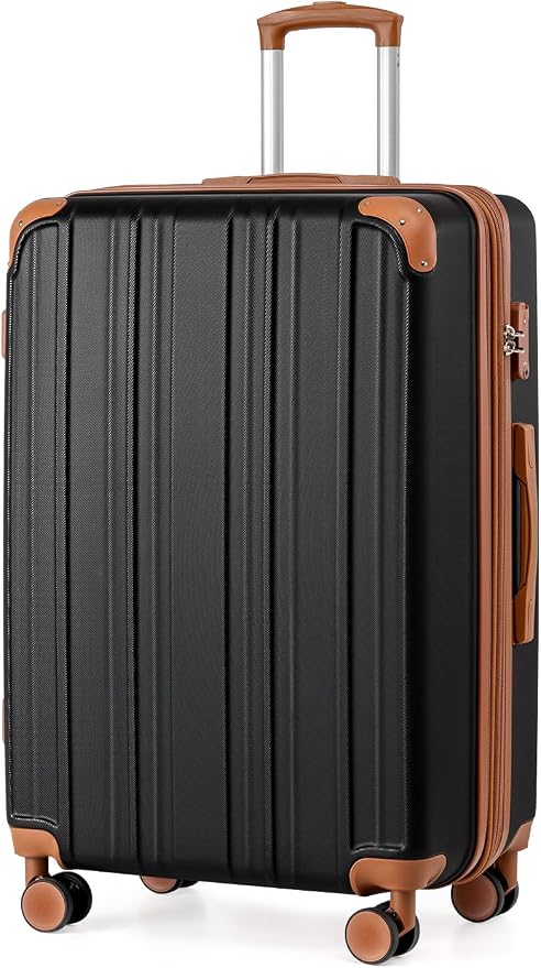 Coolife Luggage, Suitcase with Durable and Lightweight, Large Checked Luggage with ABS Hardshell Expandable, Dual Spinner Wheels, TSA Lock, and YKK Zipper(apricot white, L(28in))
