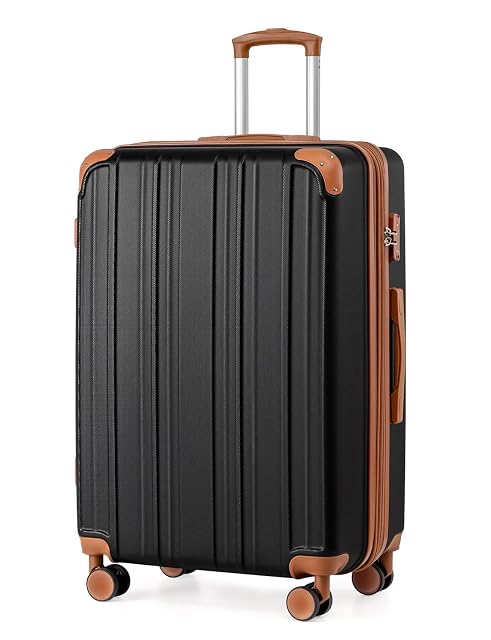 Coolife Coolife Luggage, Lightweight and Durable Hardshell, 28 in, apricot black