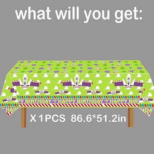 Miniatura 2 de METIXOZE Buzz - Mantel de fiesta de cumpleaños con diseño de dibujos animados y años inspirados en la luz, decoración de fiesta de cumpleaños (1)