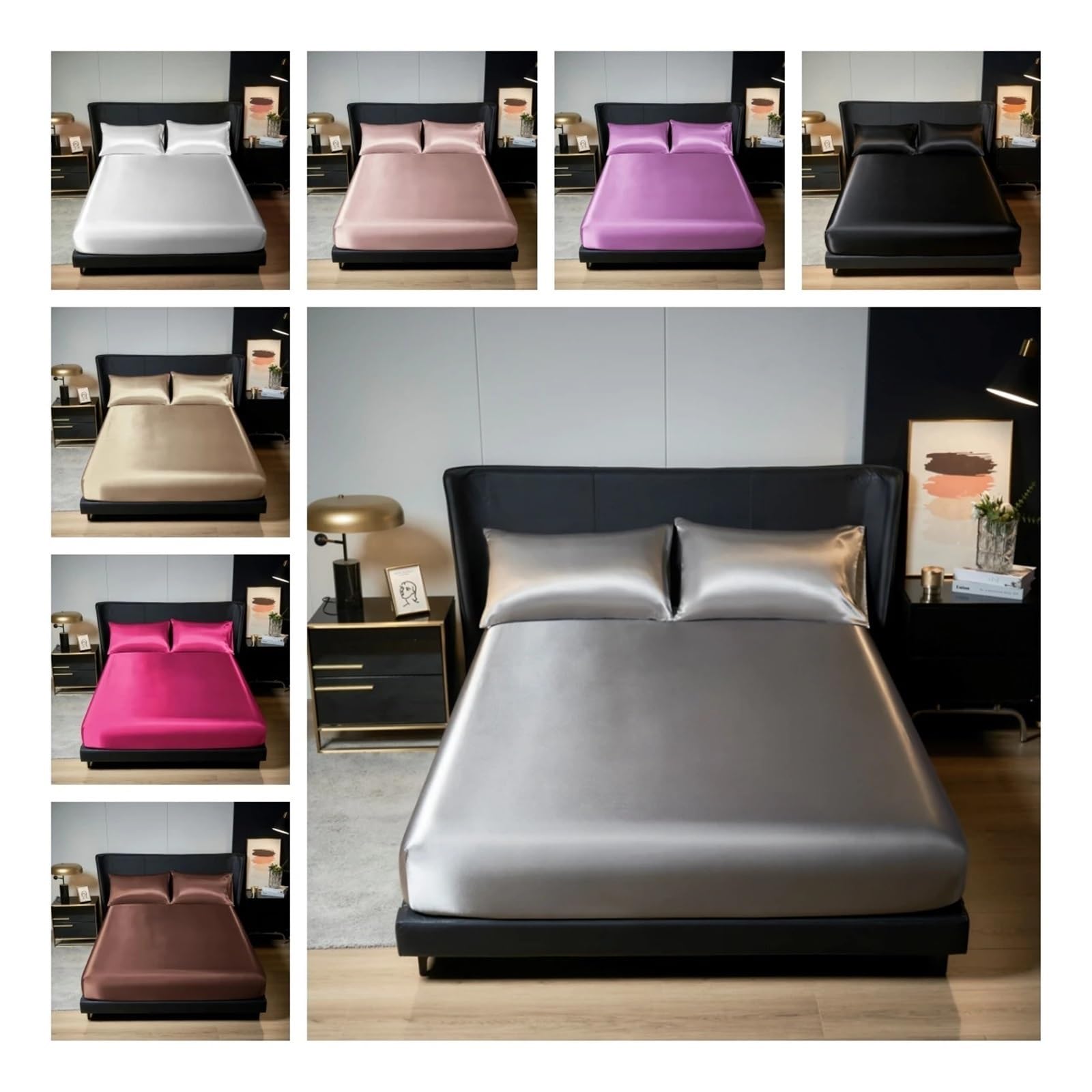 Sabanas Seda Sábana Ajustable de poliéster Satinado (sin Funda de Almohada), Banda elástica Alrededor de la Funda del colchón.(SD-1s-xiang Bin,120x200cm)