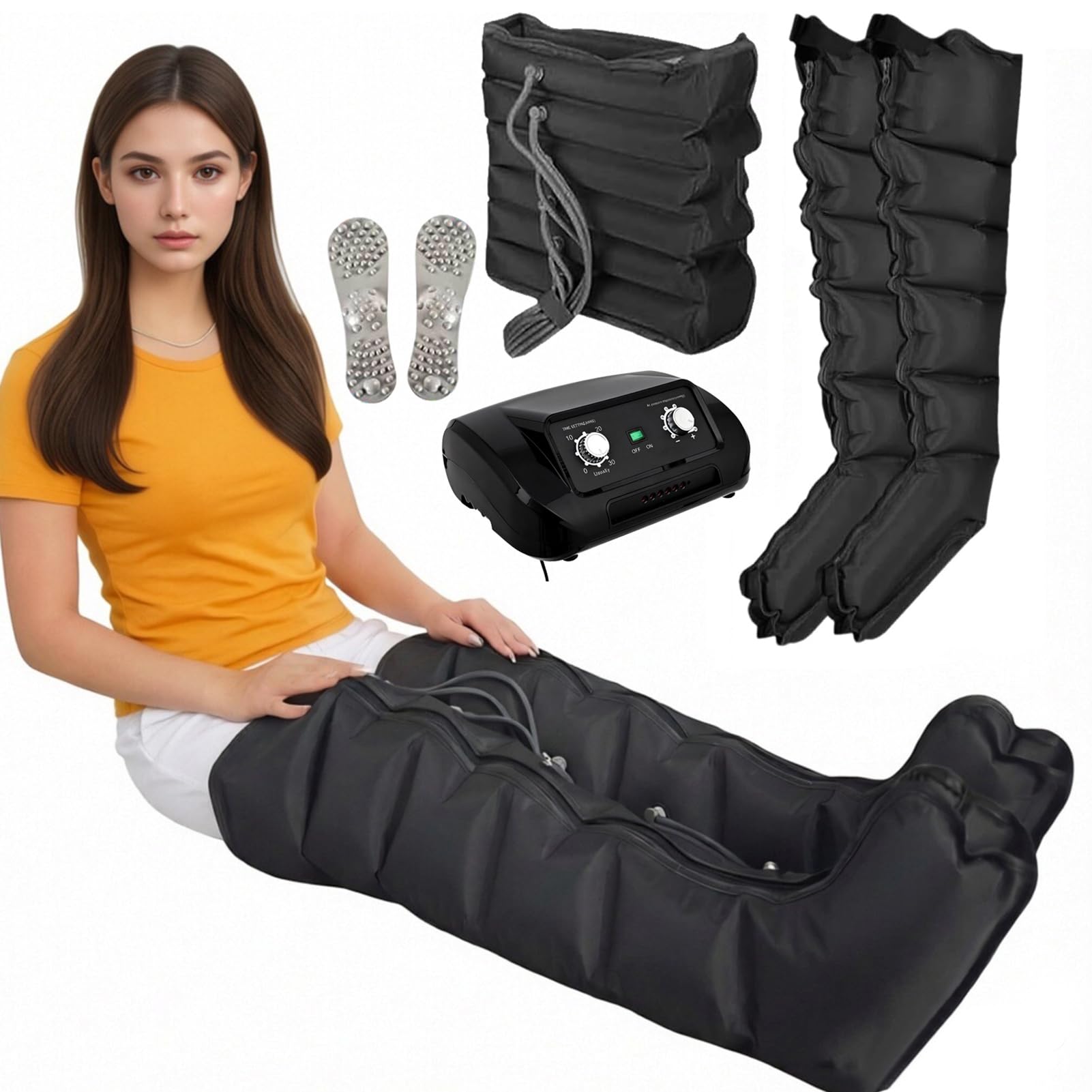 Presoterapia Piernas Y Abdomen 6 Cámaras Botas Presoterapia Profesional | Drenaje Linfático, Piernas,Brazo, Abdomen, Mejora La Circulación Recuperación Muscular, Presión Configurable, Temporización