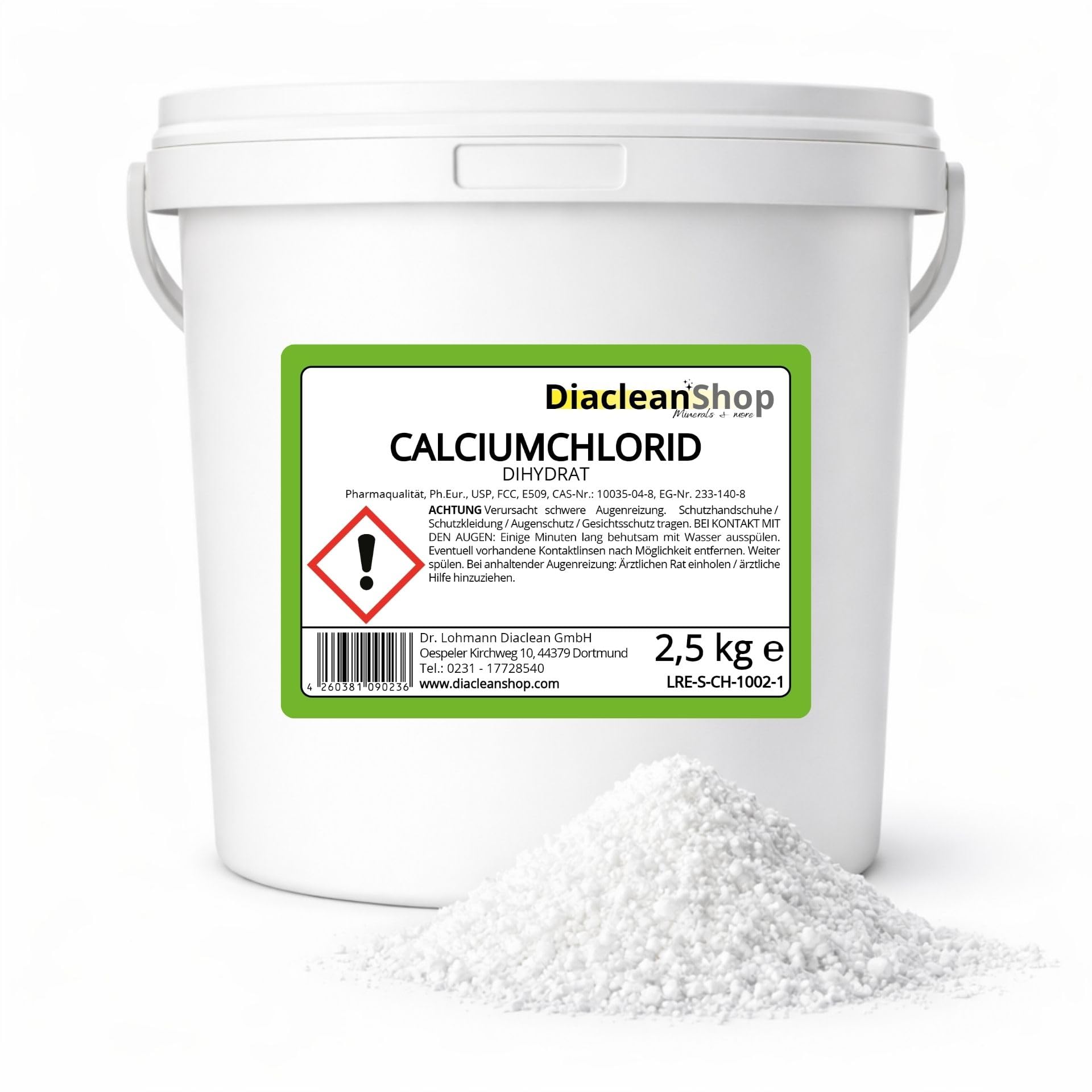 Calciumchlorid Dihydrat - 2,5kg Pharmaqualitt Pulver E509 : Amazon.de:  Gewerbe, Industrie & Wissenschaft