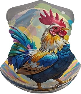Art Colorful Chicken Neck Gaiter Thermal Neck Warmer Cover Windproof Face Mask Headwear Bandana Head Wrap Face Scarf for Men Women Balaclava Face Cover