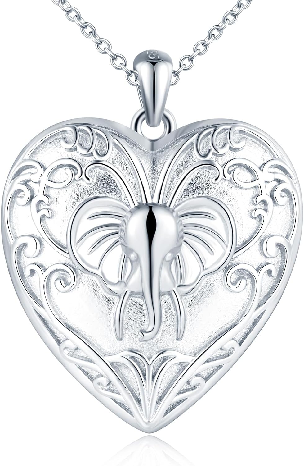 Collana con ciondolo a forma di cuore con famiglia di elefanti in