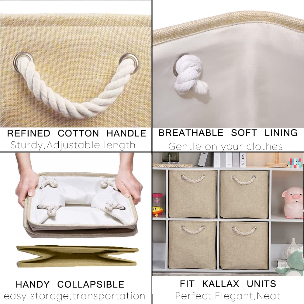 Stoff-Aufbewahrungskörbe, würfelförmig, 30 x 30 x 30 cm, Grau und Beige, perfekt für Schrankregale und Aufbewahrungslösungen, strapazierfähiger Stoff, stilvolle Heimdekoration, 4 Stück
