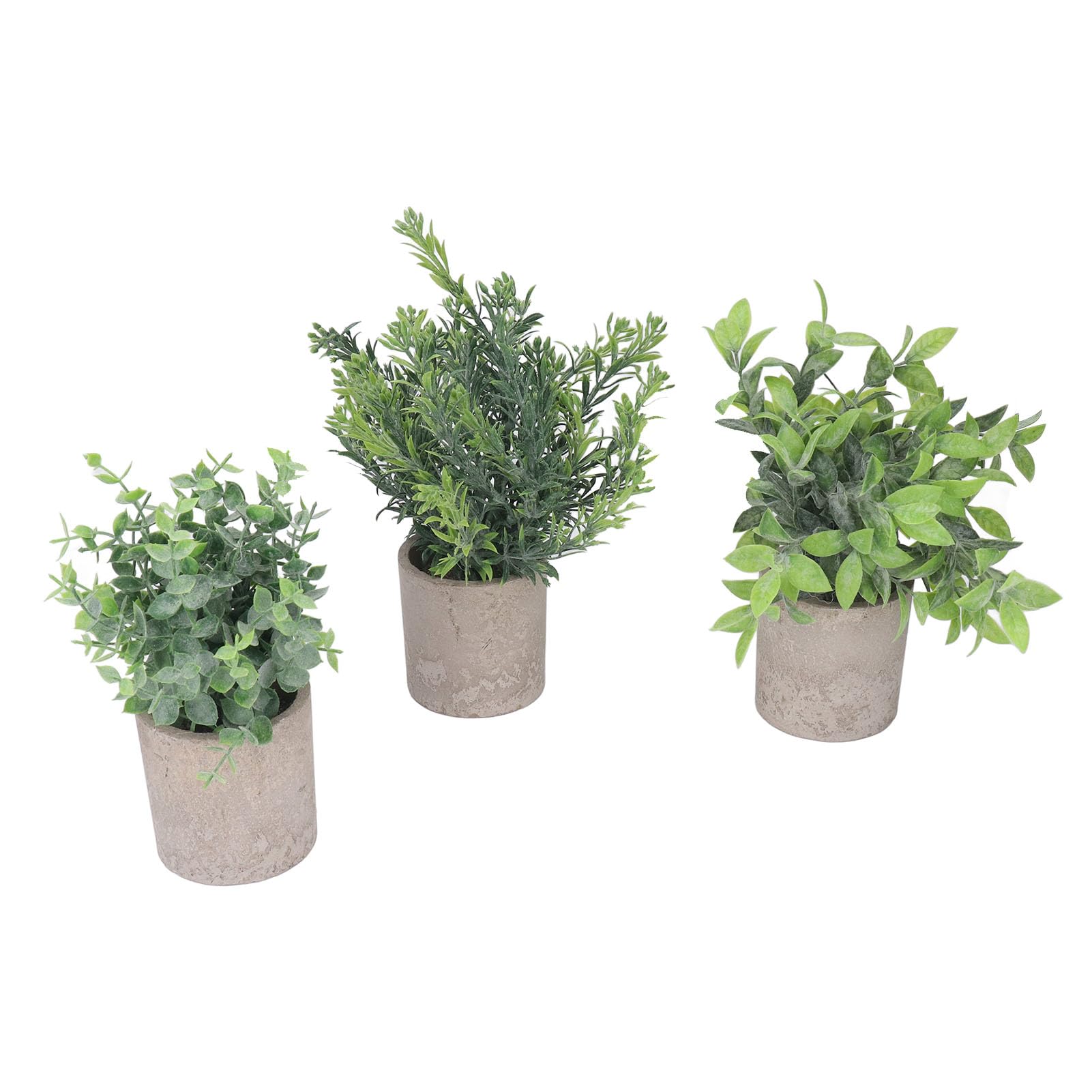 Paquete de 3 Plantas Artificiales de Eucalipto en Macetas de Plástico Falso Vegetación de Escritorio Decorativa Sin Necesidad de Riego para el Hogar Oficina Café Restaurant
