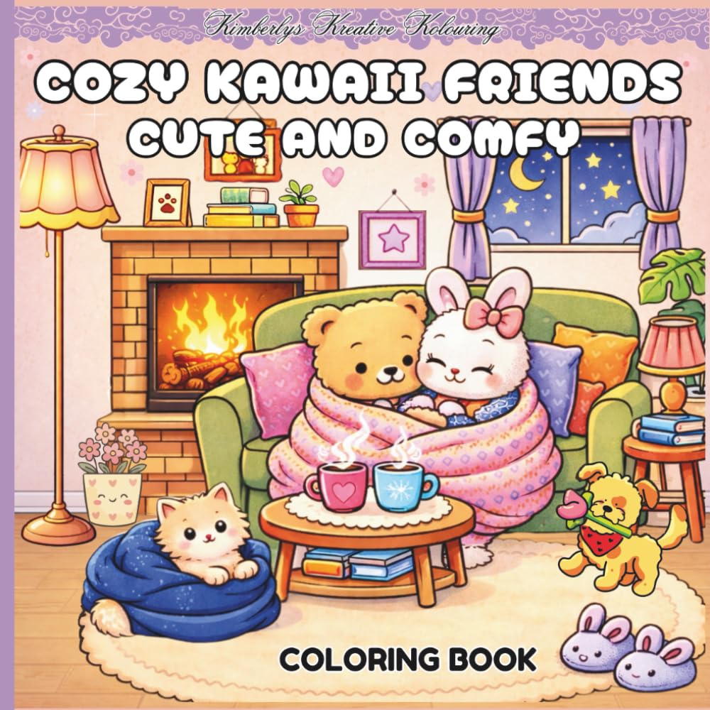 Cozy Kawii Friends Cute and Comfy Coloring Book: “Cute Kawaii Animals in Cozy Scenes for Kids, Teens, and Adults”