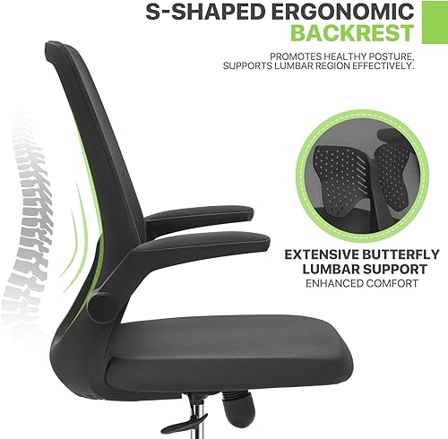 Miniatura 9 de Magshion Silla de malla de oficina altura ajustable y diseño ergonómico silla de escritorio para computadora soporte lumbar con reposabrazos