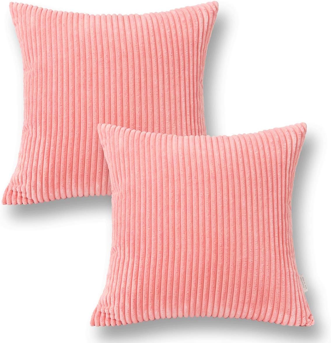 Jeanerlor Corduroy Velvet Solid Decorative 26"x26" Pillow Cover/Euro Sham Cute Cushion Sham Soft, Velvety and Durable Pillow Cases for Chair - (65 x 65 cm),Flamingo Pink,2 Packs
