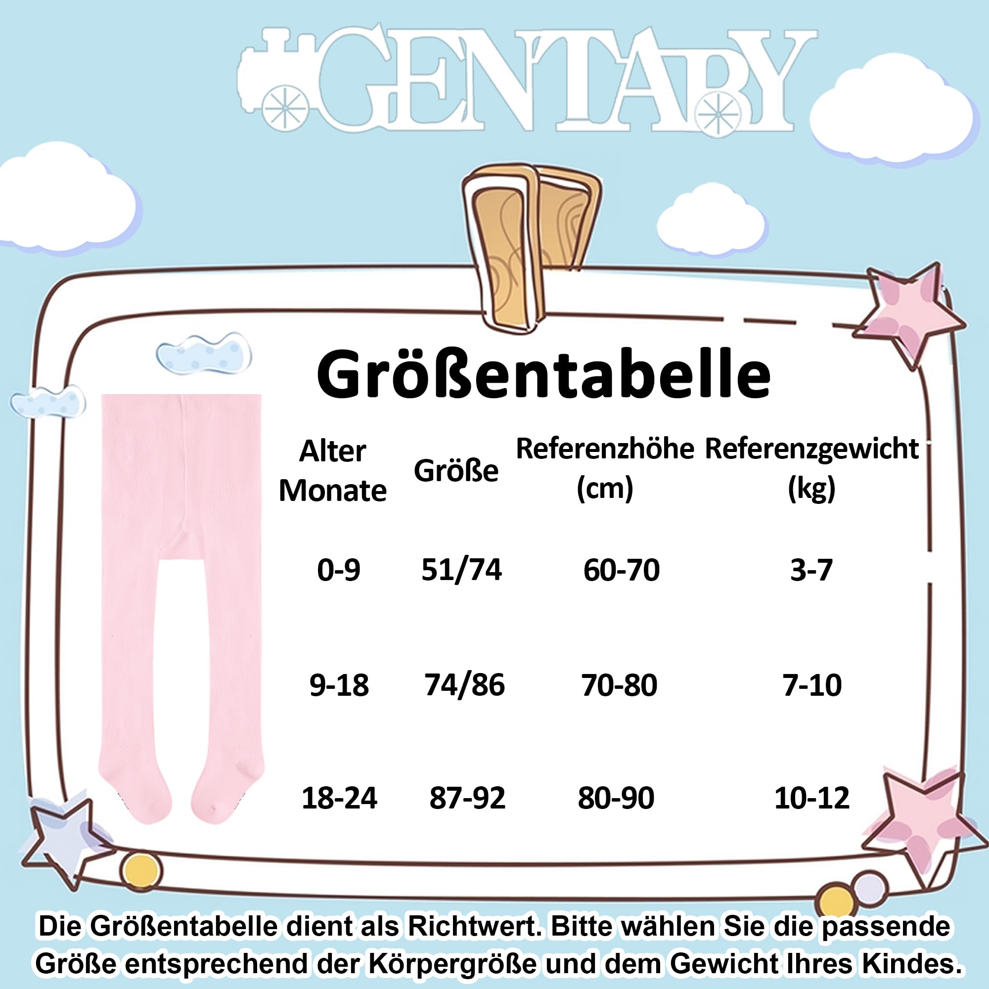 GENTABY - Collant per neonati e bambini dai 18 ai 24 mesi, unisex, color nero, bianco, rosa, grigio, 4 pezzi