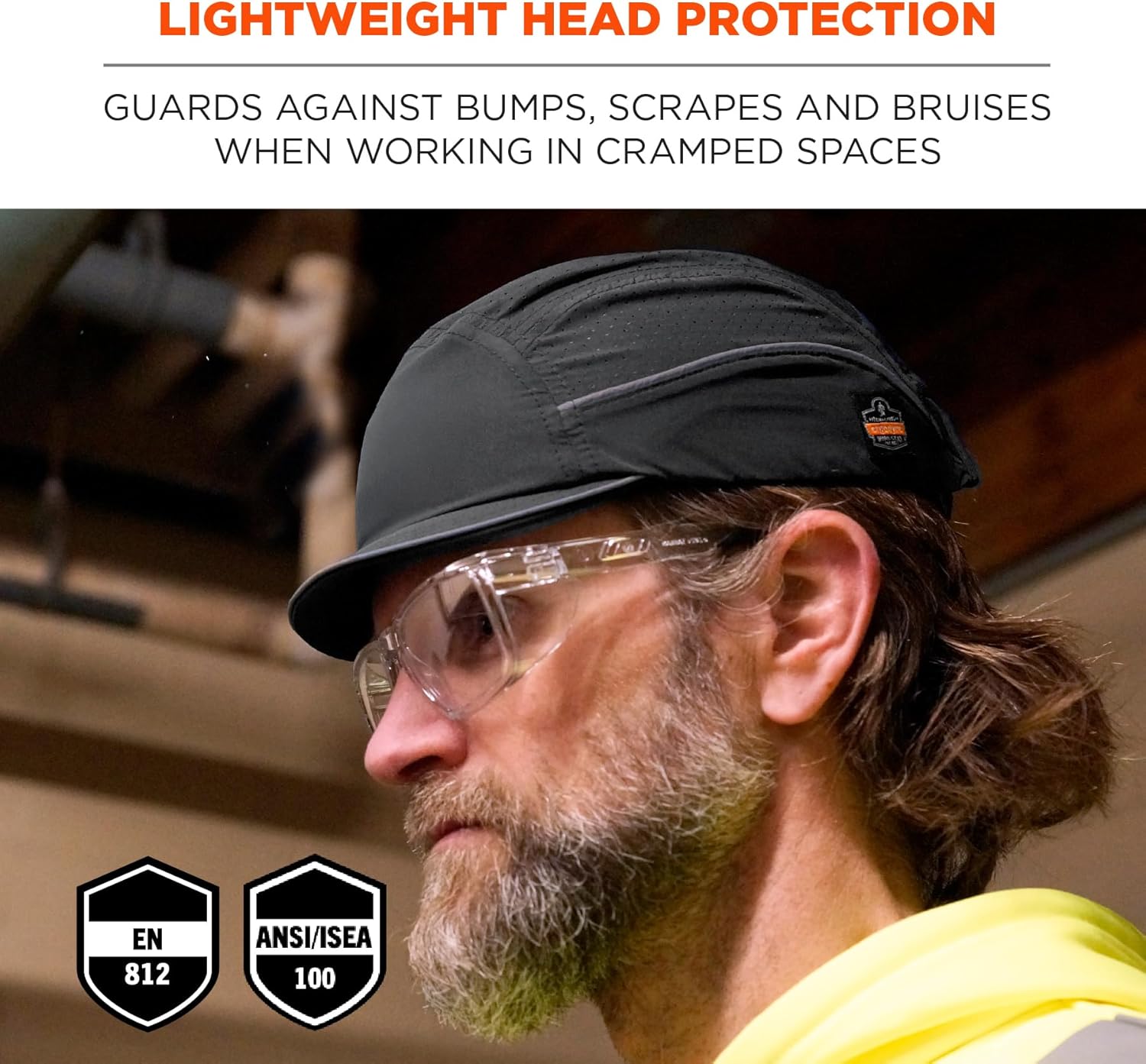 Ergodyne Skullerz 8955 Lightweight Bump Cap, Baseball Hat Style, Breathable Head Protection