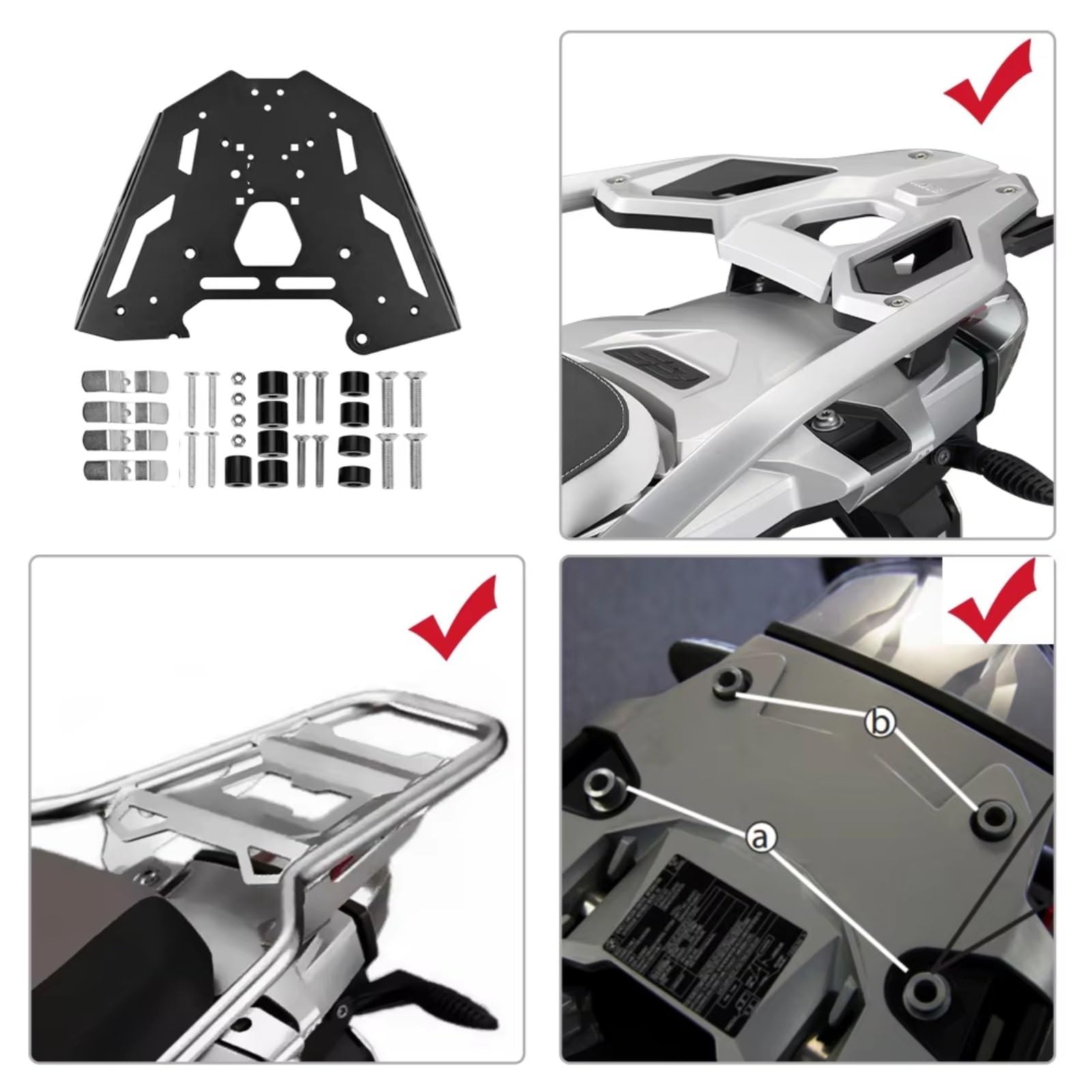 Étagère à Bagages de Moto pour BMW R1250GS R1200GS LC pour GSA pour ADV Zone De Siège Arrière Couvrant Porte-Bagages Support(Argent)