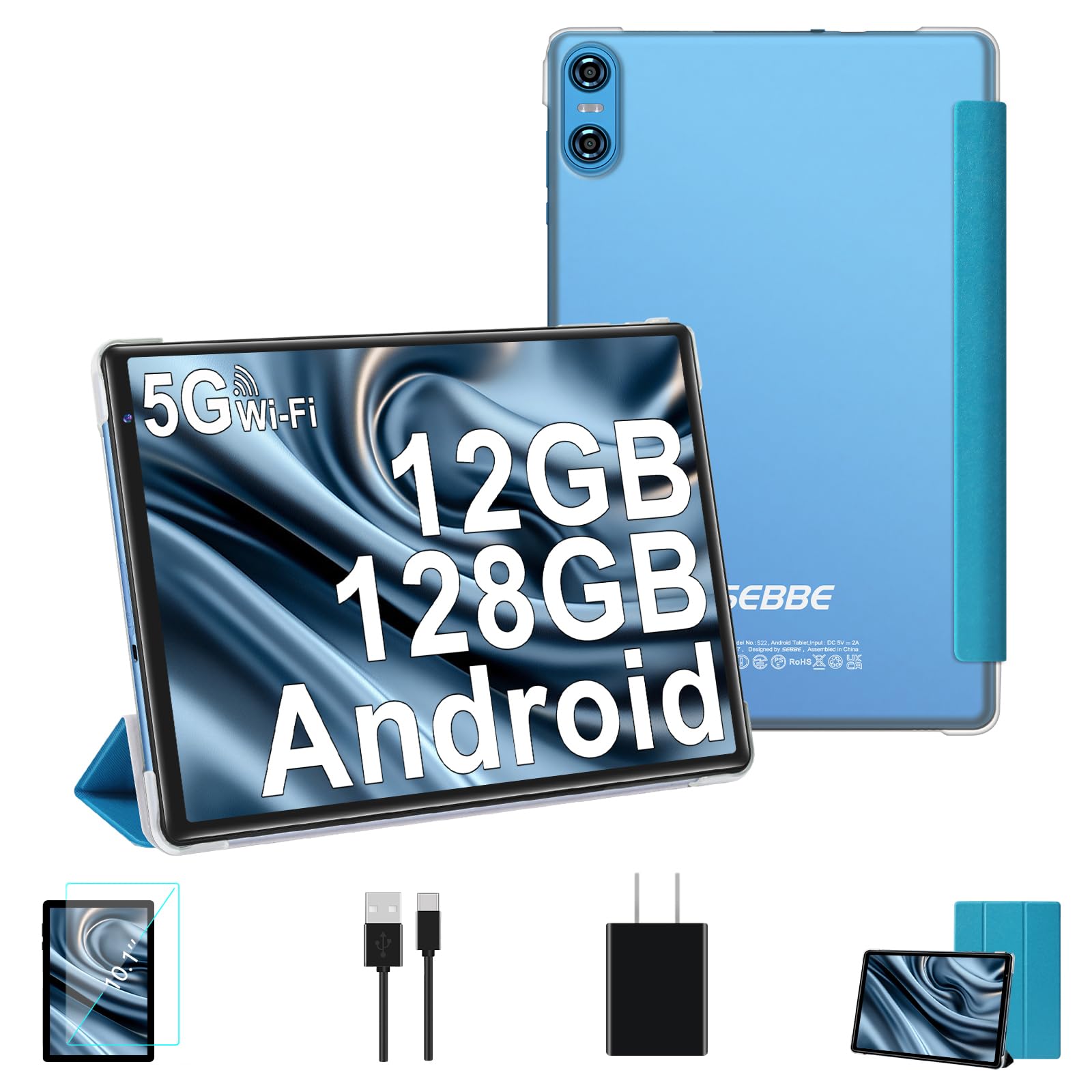 Tablet 10 Inch Android Gemini AI 12GB RAM + 128GB ROM TF 1TB Octa-Core 2.0 GHz, Bluetooth…