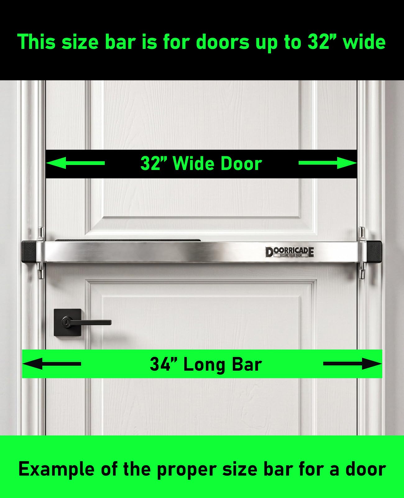 Doorricade Barre de sécurité pour Porte – Sécurisez Toute la Largeur de Votre Porte Qui s'ouvre vers l'intérieur avec Une Serrure de barrière de sécurité appropriée.