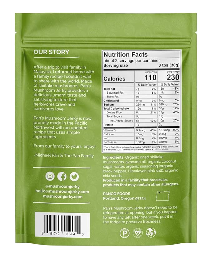 Amazon Com Pan S Mushroom Jerky Salt Pepper 2 2oz 3 Count Shiitake Mushroom Snack Vegan Plant Based Gluten Free Amazon Com Pan S Mushroom Jerky Salt Pepper 2 2oz 3 Count Shiitake Mushroom Snack Vegan Plant Based Gluten Free