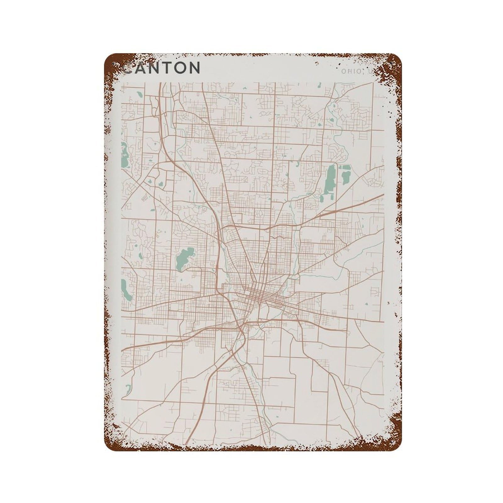 xiaoxiaoshen Canton Map Ohio Travel Gift Scandi (2) Wall Decor Art Metal Tin Poster Modern Home Decor Art Home Bar Shop Decorations Vintage Sign 40x30cm