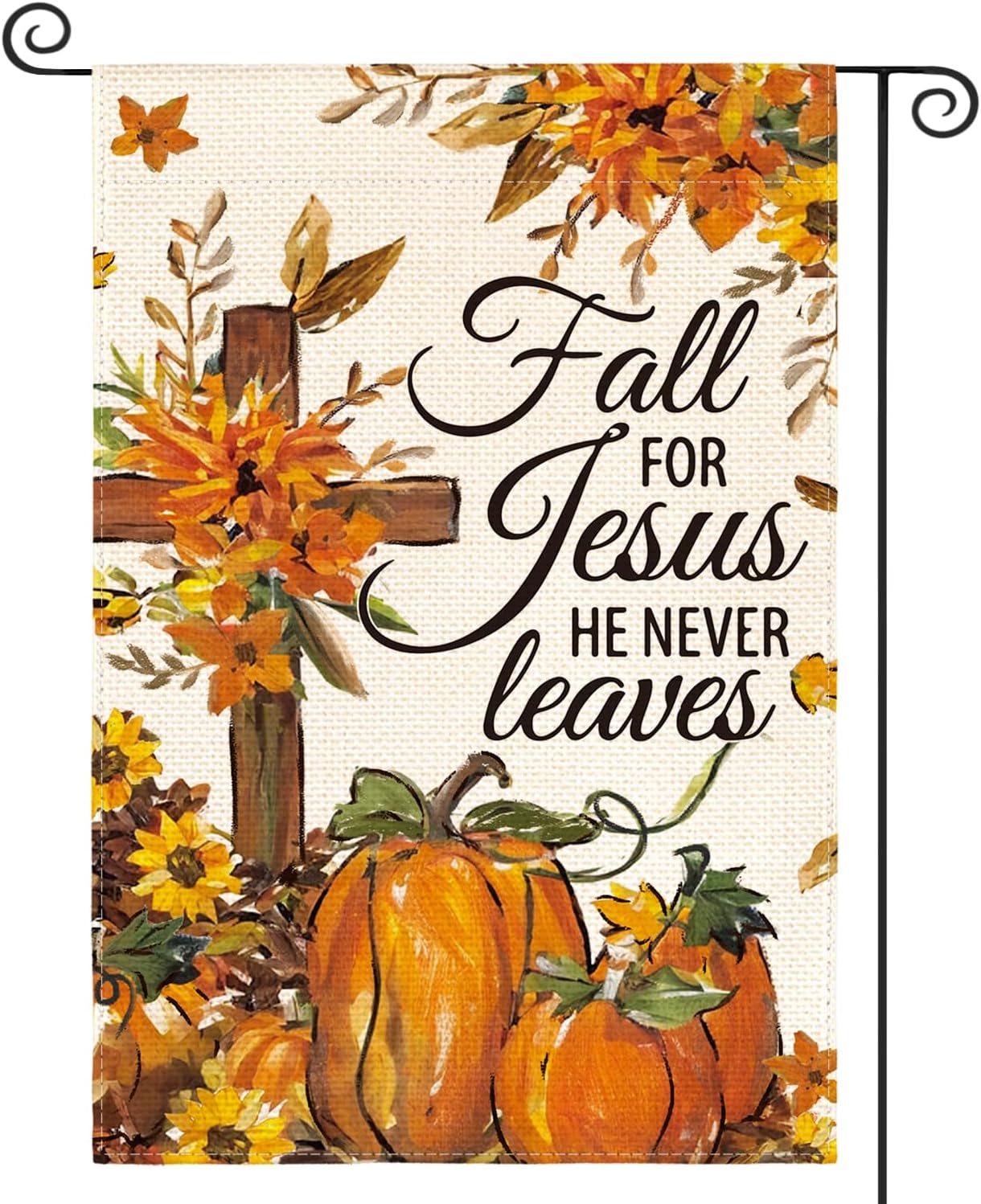 AVOIN colorlife Fall For Jesus He Never Leaves Garden Flag 12x18 Inch