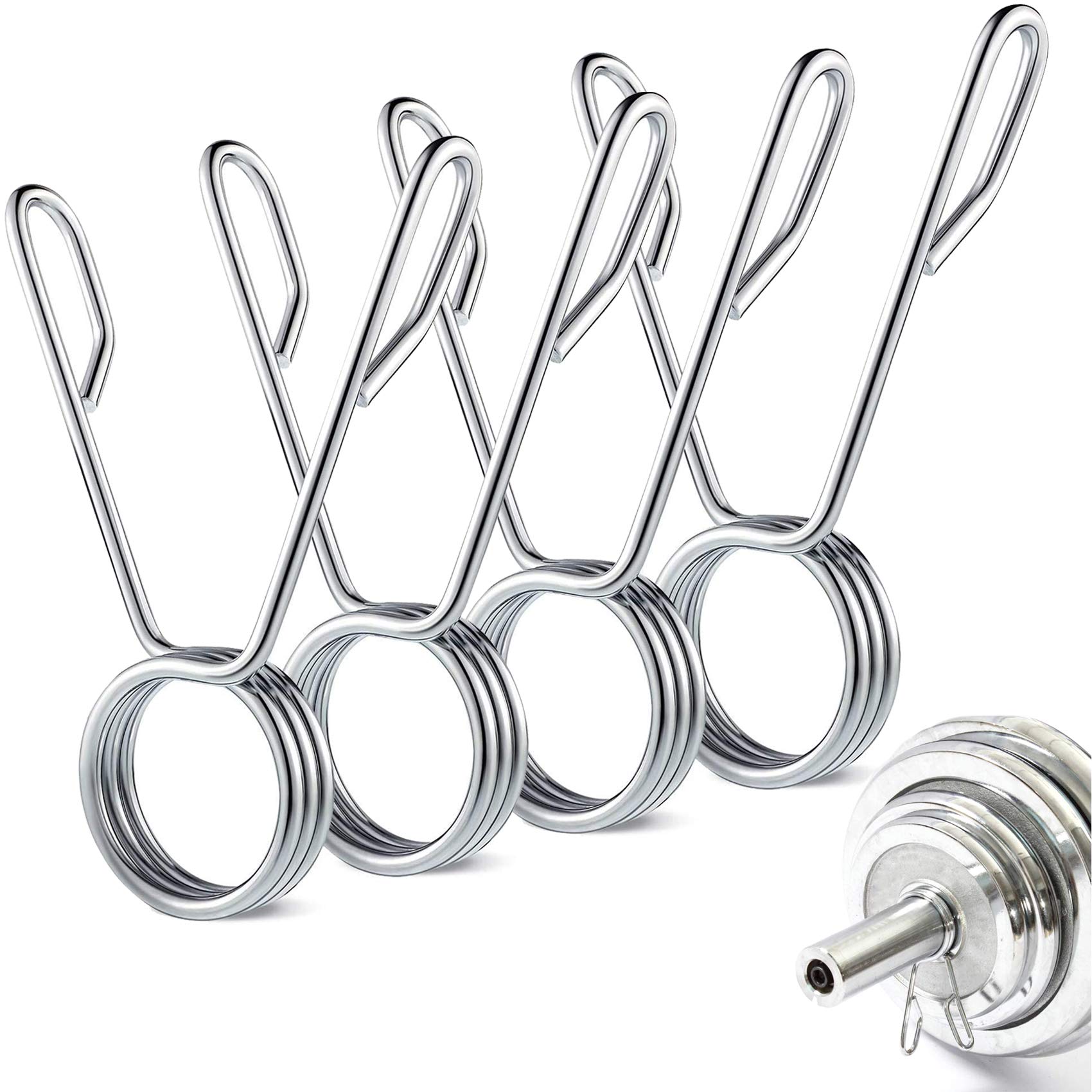 Bimkole 4pcs Dumbbell Spring Clip Collar, Olympic Barbell Clip, Spring Lock Collars for Sports Training Collar Standard 2 Inch Smooth Weight Bar, Curved Bar and Dumbbell Handle (unthreaded)-2 Inch
