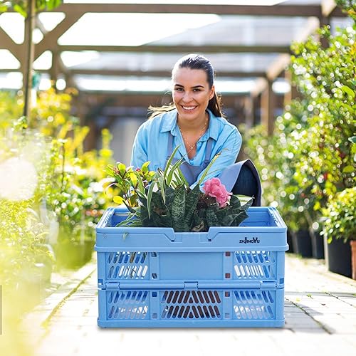 Miniatura 5 de Cajas para almacenamiento, cestas de plástico para organizar, cesta de la compra plegable, caja plegable con asas, caja de almacenamiento plegable,