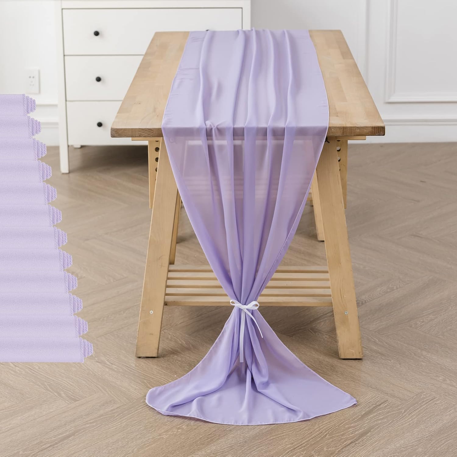 12pack 10ft chiffon table runner 29x120 inch sheer romantic table runner for wedding birthday party bridal shower outdoor decoration-lavender 29x120'' 12 pcs lavender