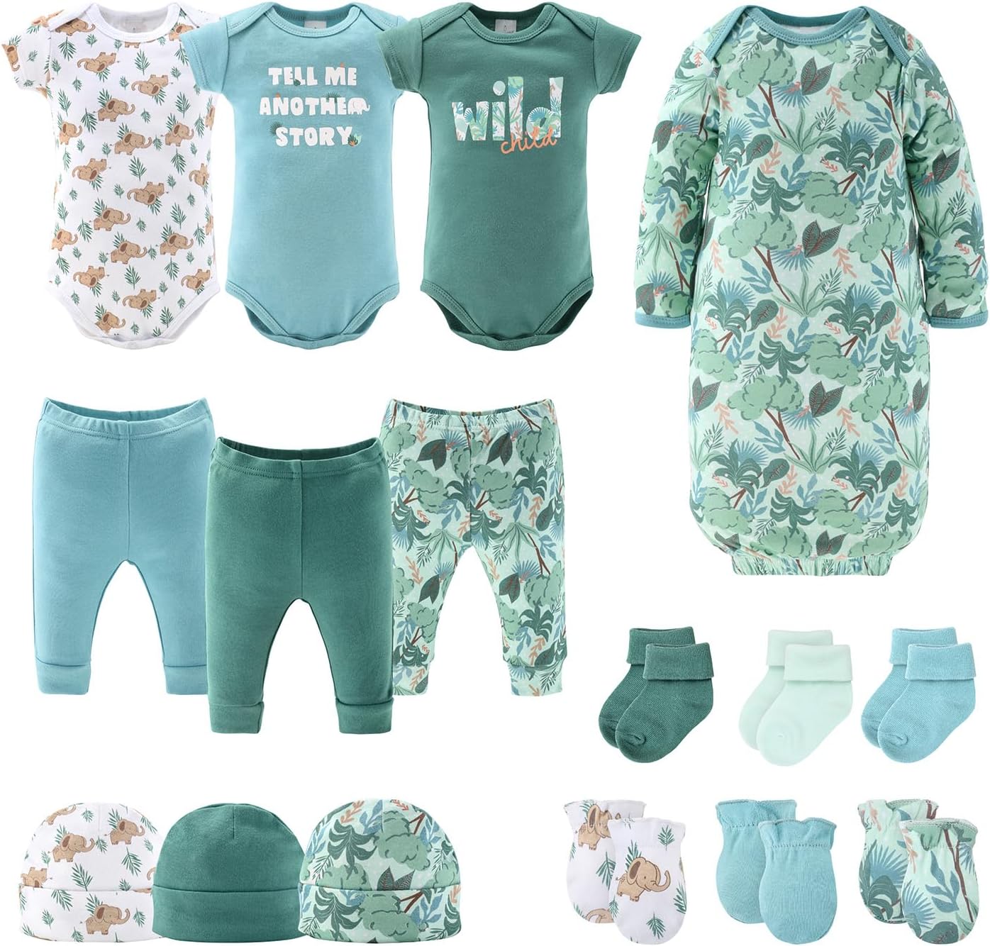 The Peanutshell Baby Layette Gift Set for Boys or Girls – Unisex Newborn Gift Sets, Baby Clothes & Essentials, Wild Jungle The Peanutshell Baby Layette Gift Set for Boys or Girls – Unisex Newborn Gift Sets, Baby Clothes & Essentials, Wild Jungle