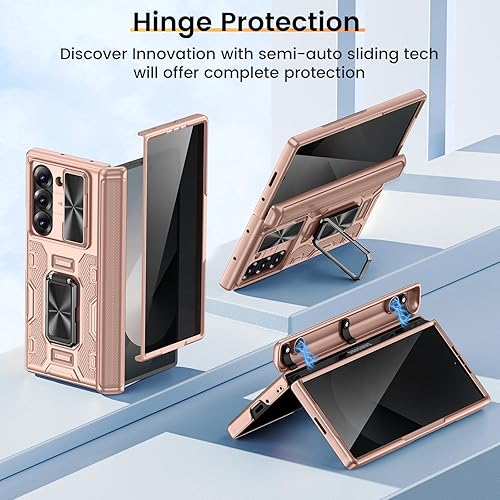Miniatura 33 de VEGO Funda para Galaxy Z Fold 4 con cubierta de cámara deslizante y funda de protección de bisagra con protector de pantalla Cubierta protectora