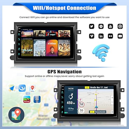 Miniatura 4 de 2+64G Android 15 Radio de coche estéreo para Ford F150F250F350 2004-2014 con Carplay inalámbrico, pantalla táctil de 7 pulgadas estéreo para coche