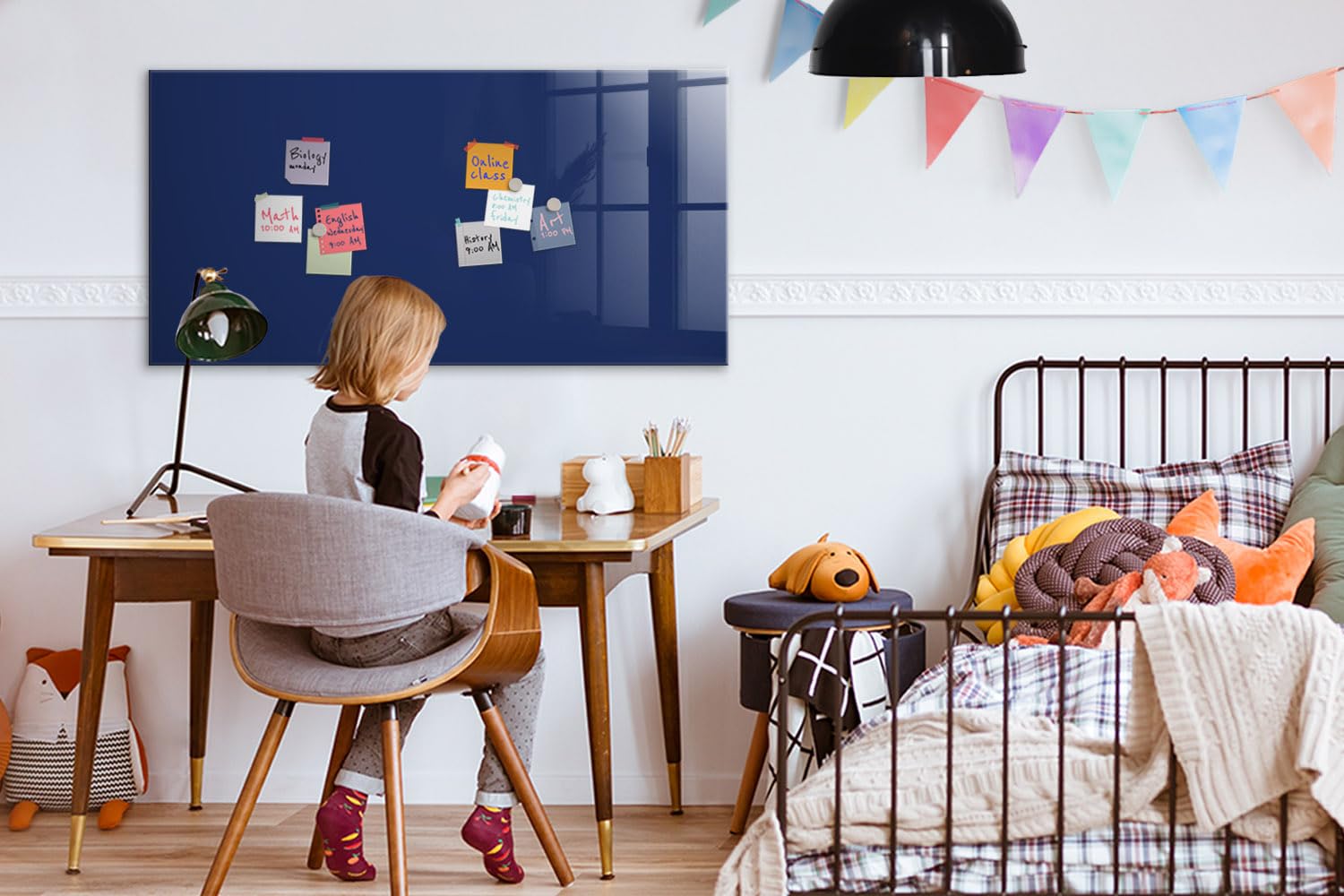 Premium Glas-Magnettafel | Magnetisches Whiteboard mit Glasoberfläche | Mit starken Neodym-Magneten & Marker | Perfekt für Büro, Küche & Arbeitszimmer - 120x60cm Blaue Farbe