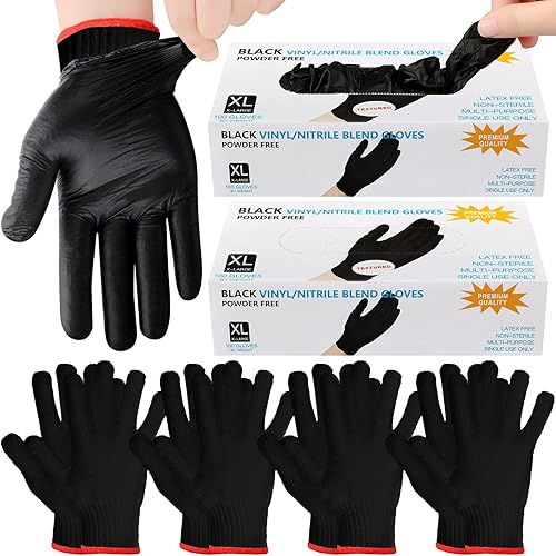 200 guantes desechables para barbacoa con 4 pares de forros de algodón, guantes de cocina para barbacoa, forros de algodón lavables para cocinar al